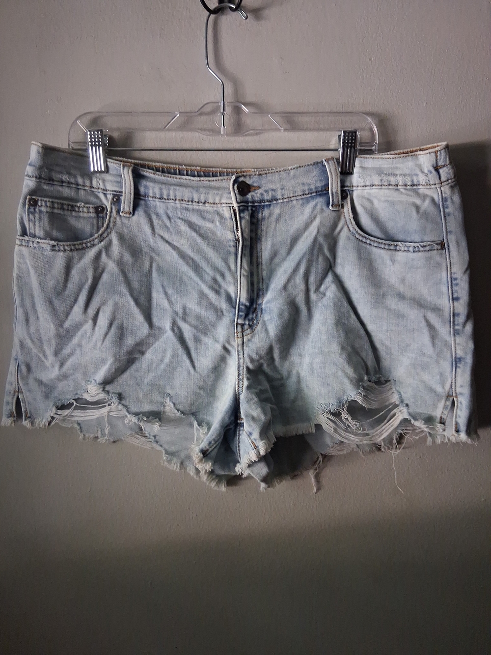 aerie Light Blue Distressed Denim Cutoff Shorts